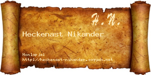 Heckenast Nikander névjegykártya
